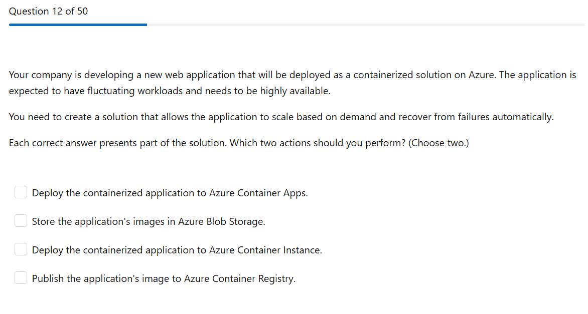 Practice Assessment for Exam AZ-204: Developing Solutions for Microsoft Azure – 012